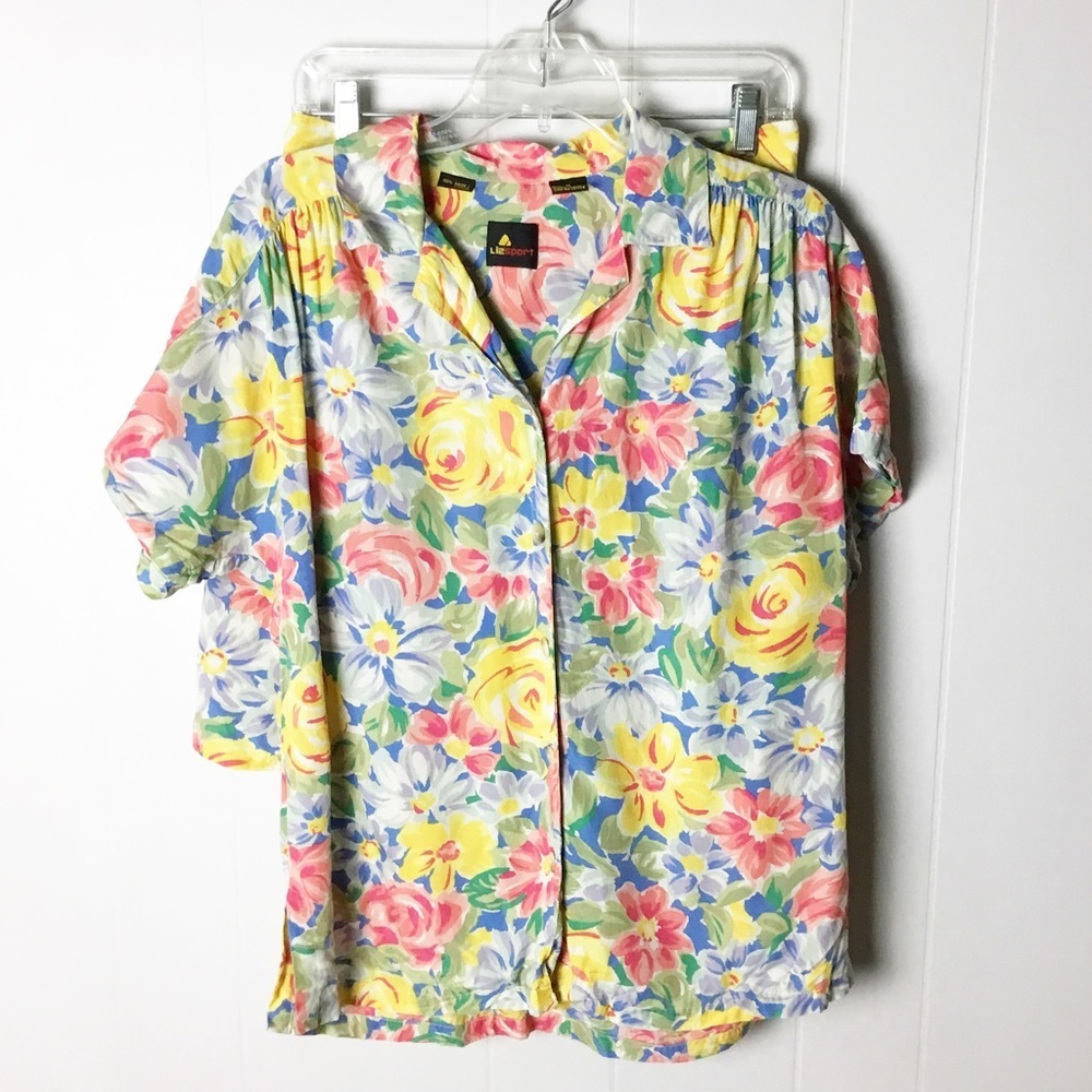 Vintage Liz Claiborne Sport Floral Shorts & Top Set Size M/12